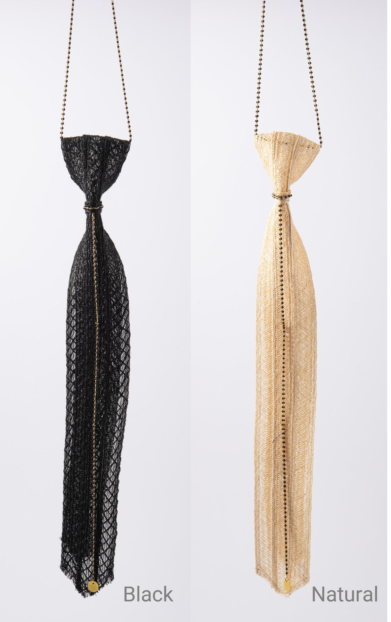 麻ブレードネクタイネックレスblack chain （一歩002-NCT）一歩シリーズ